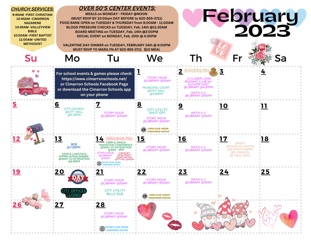 hearts february 2023 calendar community