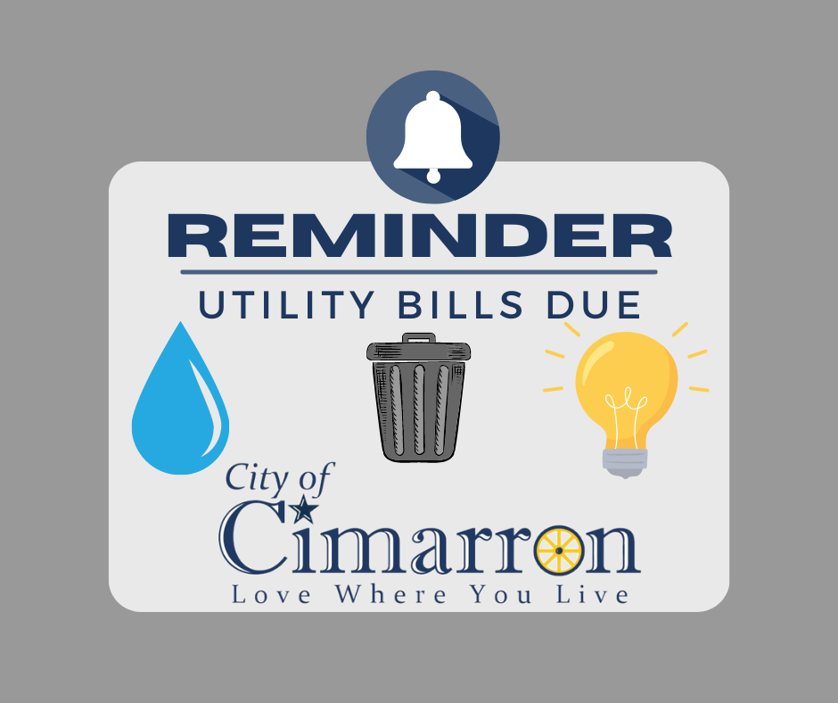 utility bills due water trash light city cimarron